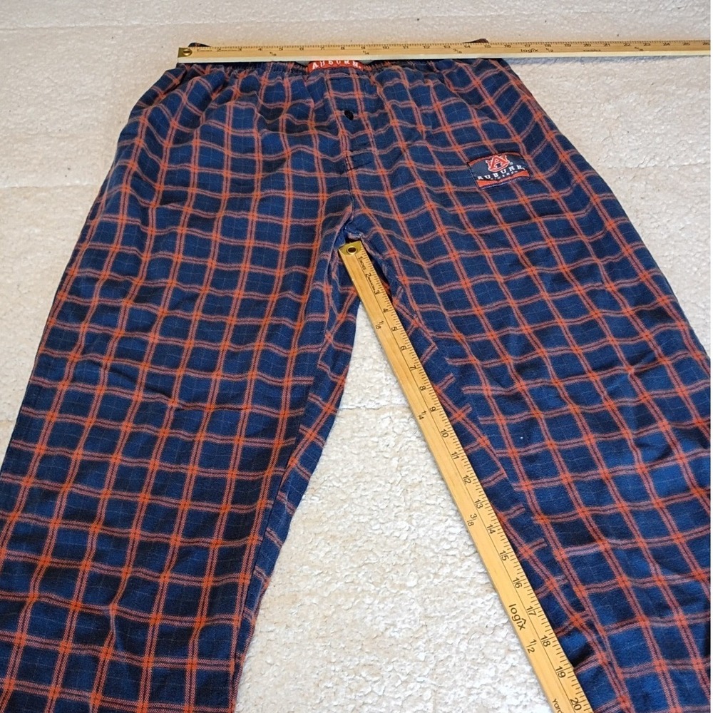 Auburn Tigers Pajama Pants Mens Medium Blue Orange Excellent Plaid Lounge NCAA